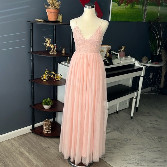 Coquette light pink long dress size S - Picture 1 of 8